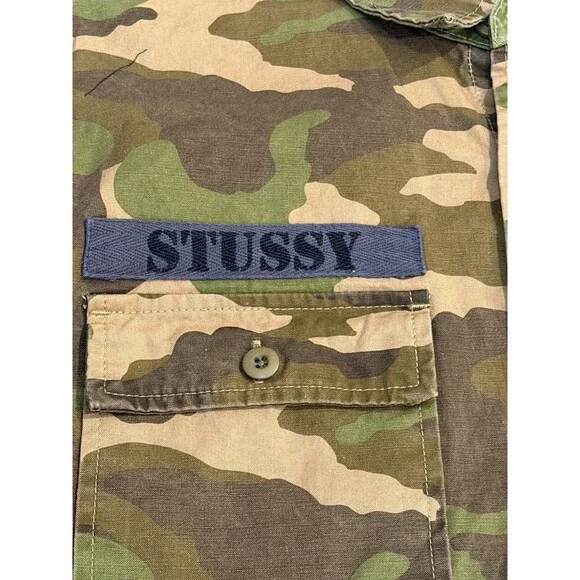 Rare Stussy Camo  International Worldwide Tribe Button Up Shirt  Mens XL - Picture 5 of 11